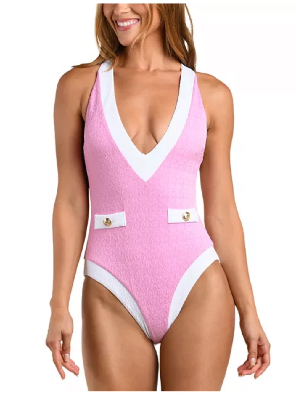 New LAGENCE Lisa Plunge One Piece Swimsuit